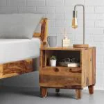 SMAART CRAAFTS NEPAL Bedside Table for BedRoom | Brown Finish, Sheesham Wood |