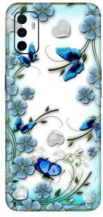 aadia Oppo A53 Matte Vinyl Butterfly Printed Mobile Skin Sticker with Scratch Resistant Lamination
