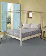 TRIDENT Satin Stitch Grey 100%Cotton 3-Piece Set Bedding Sheets and Pillowcases Sanskriti Collection