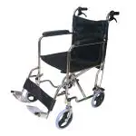 EASYCARE Portable Steel Wheelchair with Backrest Foldable - Transport Chair with Locking United Hand Brakes, Capacity 100 Kgs Nylon