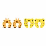 THE LITTLE LOOKERS Giraffe & Tiger Accidental Door Lock Protection for Babies (Pack of 4)