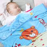 MOM CARES Blue Fleece Double Layered Winter Blanket for Babies (0-24 M)