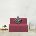 Fresh Up Sofa Cum Bed Jute Fabric Washable Cover with Cushion (Maroon, 2.5X6 Feet (1 Seater)