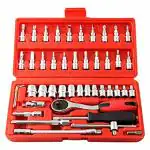 JAPVA MART 46 in 1 Pcs Tool Kit & Screwdriver and Socket Set, Hand Tool Kit Wrench Set Multi Purpose Combination Tool Case Precision Socket Set,