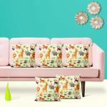 ArtzFolio Cartoon Animals D1 | Cushion Cover Throw Pillow Cover Case for Sofa & Living Room | Velvet Fabric | 16 x 16 inch (41 x 41 cms); Set of 2 pcs