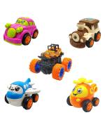 CrackaDeal Unbreakable Friction Powered Toy Set of Car, Train, Plane, Helicopter & Monster Car For Kids, Multicolor (Pack of 5)