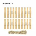 unixaa 10 Mini Wooden Photo Clip Pegs with Rope for Photo Hanging/Decorations Art and Craft