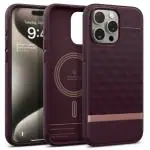 CASEOLOGY by Spigen Parallax Mag Back Cover Case Compatible with iPhone 15 Pro Max Case (TPU and Polycarbonate | Burgundy)