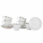 Femora Indian Golden Line Fine Bone China Ceramic Tea Cup and Saucer 200 ml (Set of 6)