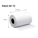Techxtra 57MM x 15 mtr (2Inch) (55 GSM) Thermal Paper roll ideal for Billing, POS Machine (TXI5715) (Pack of 75 Rolls) (57mm x 15mtr - 75 Rolls)