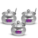 Maru Silver Stainless Steel Oil Pot Set (Pack of 3)