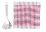 First Front Stainless Steel Big Potato Masher With Kitchen For 1 Pcs Cotton Roti Clothe and Multicolour, (Pack of 2)