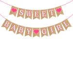 Zyozique Sweet Baby Girl Banner - Sweet Baby Girl Shower Decorations ( Sweet Baby Girl Pink Banner)