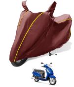 Auto Hub Waterproof Bike Cover Compatible with Suzuki Access 125, Coated, Mirror Pocket, Belt Buckle Maroon