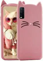 AmericHome Vivo Y20 Model V2029, Vivo Y20i Model V2027, Vivo Y12s 2033, Y20A, y20g Pink Rubber Shock Proof Mobile Back Cover