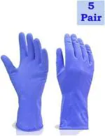 STYLERA Blue Rubber Safety Gloves L Pack Of 5 Pair