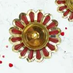 pujaNpujari Lotus Brass Diya for Puja Oil Lamp Deepak Pooja Room Diwali Decoration
