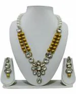 Jn Handicraft Metal Copper-Plated White, Silver Jewel Set For Women And Girls