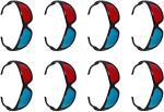 RV7 Anaglyph 3D Video Glasses (Red and Blue) (pack of 8)