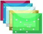 Toss, Glob Plastic Polypropylene A4 Flower Document File Bag (Set Of 5, Multicolor)