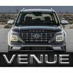 Carmetics Black 3D Letters Bonnet 3D Stickers For Hyundai Venue