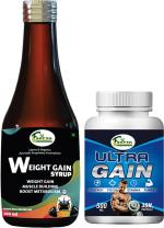 Inlazer Ultra Weight Gain Capsule And Weight Gain Syrup Combo Pack For Men & Women Weight Gainers/Mass Gainers (200 ml, Unflavoured)