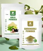 Amazercare Bhringraj & Amla Powder Hair Care Combo 100% Natural Amla Bhringraj Powder (125 Gm + 175 Gm, 2 Zipper Pouches) For Healthy, Shining Hair & Growth