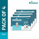 Brinton Neobar Baby Soap for Bathing, Moisturizing, Gentle Cleansing, Skin Friendly, Daily Care, pH 5.5, 75gm (75g, Pack of 4)