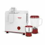 Maharaja Whiteline Gala Happiness 2 Jar Juicer Mixer Grinder (450 Watts, White/Red)