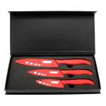 Amour Ceramic Knife Set, 3 Pieces Professional Chef Knives, Ceramic Knives Set (Metallic Red)