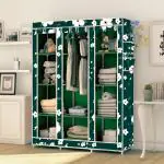 KushHome 8 Shelf Printed Collapsible Wardrobe Cloth Almirah Foldable Wardrobe Printed Fabric Portable for Clothes Storage , Books , Shoes , Toys (126 x 42.5 x 166 cm) (Do -it- Yourself)