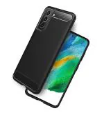 Golden Sand for Galaxy S21 FE 5G Back Cover, Drop Tested Shockproof Carbon Fibre Rugged TPU Case for Samsung S21 FE Mobile Phone, Lavender Black