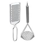 Oc9 Stainless Steel Cheese Grater & Potato Masher for Kitchen Tool Set