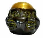 Exotic India Multicolor Brass Idol Collections Laughing Buddha Statue In Black Green Finish