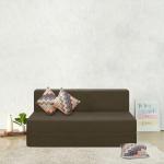Fresh Up Sofa Cum Bed Jute Fabric Washable Cover with Cushion (Dark Brown, 5X6 Feet (3 Seater)