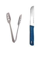 First Front Stainless Steel Momo Tong with Kitchen Vegetables Cutting Knife Chalu and Multicolour, Pack of 2