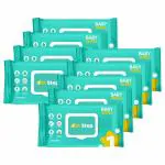 1st Step Baby Wet Wipes with Lid Enriched and Aloe-Vera and Jojoba Oil (72Pcs, Pack of 9) white