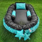 Motherhood Sky Blue Cotton Baby Nest Bed With 3 Pillows Bedding Set