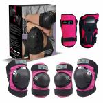 Jaspo Plastron Saver 3 Professional Protective Set (Knee/Elbow/Wrist Guard) Multi Purpose Safety Kit for Skateboarding, Roller Skating, Inline Skating, Cycling and Other Sports (Large, Pink)