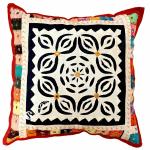 Barmer Bazaar Black Cotton Flower Patch Work Hand Stitched Cushion Cover Without Cushion Filler, 16 X 6
