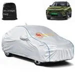 Automozexo Waterproof Car Cover for Tata Punch EV with Antena, and Mirror Pocket Anti Dust, Waterproof, Triple Stitched Fabric with Pipein Design, Elastic Hem Car Body Cover for Tata Punch EV