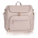 Babyhop Beige Leather Travel Friendly Washable Changing Pad Multifunctional Insulated Pockets Diaper Bag