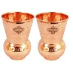 Indian Art Villa Hammered Copper Mathat Tumblers 300 ml (Set of 2)