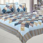 JAIPUR FABRIC Blue Cotton Double Bedsheet With 2 Pillow Covers 274 x 254 cm (DBS8181)