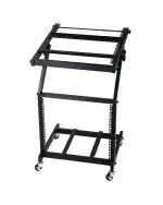 Powerpak Black Aluminium MX 12U Mixer Studio Rack Mount Rolling Stand