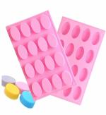 BAKEMO 16 Cavity Small Ovel Soap Mould Lotion Bar Chocolate Candy Maker Silicone DIY Mold Tins Case, Baking Cake Biscuit Cupcake Chocolate Pastry Candy Fondant Ice Cube for Handmade Mold Pack 1