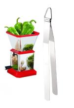 First Front Stainless Steel Chilly Cutter Cutter With Stainless Steel Roti Chimta Tongs and (Multicolour, Pack of 2)