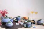 Caffeine Blue Ceramic Tea Sets (Pack Of 15)