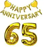 Festiko Gold Happy 65 Anniversary Combo Balloon Banner, 65th Anniversary Party Decorations, Perfect For 65th Wedding Anniversary Party Decorations Supplies