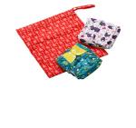 Apple Blossoms Fabric Multicolor Baby Cloth Diapers With Bag (Pack Of 2)